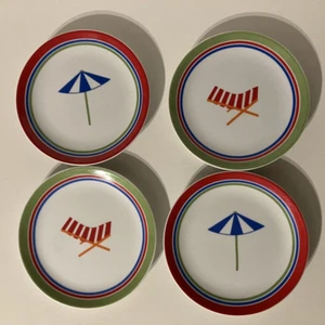 Juego de 4 platos de postre para aperitivos TAG 6” VERANO sombrilla de playa - Imagen 1 de 3