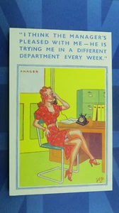 Saucy Comic Postcard 1940s Nylons Stockings Garter Telephone Innuendo - Picture 1 of 2