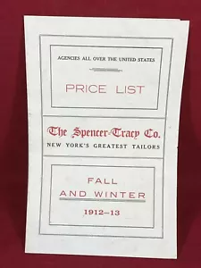 1912/13 Fall & Winter SPENCER~TRACY Co. Price List, New York's Greatest Tailor - Picture 1 of 4