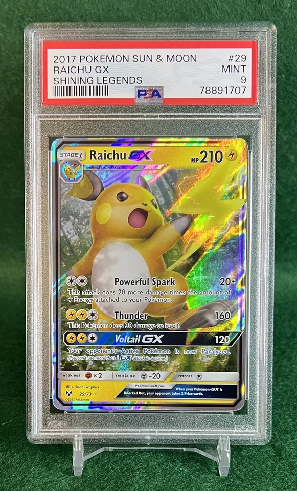2017 Pokémon Sun & Noon Raichu GX Shining Legends 29/73 PSA MINT 9 - Image 1 of 1