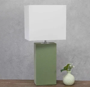 Modern Leather Table Lamp Sage Green Elegant Designs - Picture 1 of 5