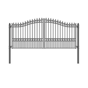 Amna Gardens Yard Wrought iron Dual Driveway Black Gate 14x6' Feet - Picture 1 of 12