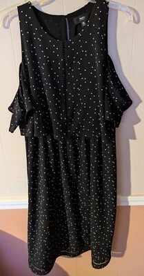 Vestido Mossimo Negro Blanco Lunares Hombro Frío Damas XL Foto 1 de 4