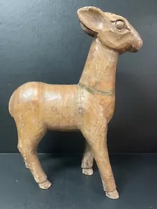 LARGE CARVED WOOD PAPER MACHE MOLD/SCULPTURE OF DEER #D138 - Picture 1 of 10