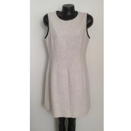 KATE SPADE New York $398 Ivory Black Leather Trim Sleeveless Dress Size.14