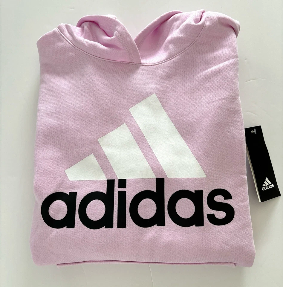 NWT, Girls ADIDAS Extra Roomy Pink Logo Hoodie. Size L(14) - Image 1 of 1
