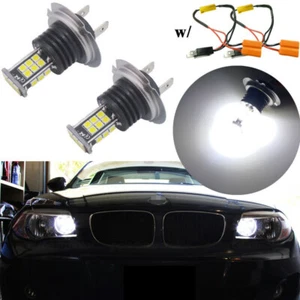Error Free Xenon White H7 LED Daytime Running Light Bulbs for BMW 3 5 Series DRL - Picture 1 of 9
