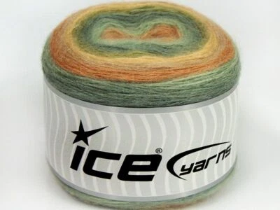 2-Skein Lot Cakes Mohair Yarn Fine 2x150g/810m Green Shades and Brown Shades - Image 1 of 4