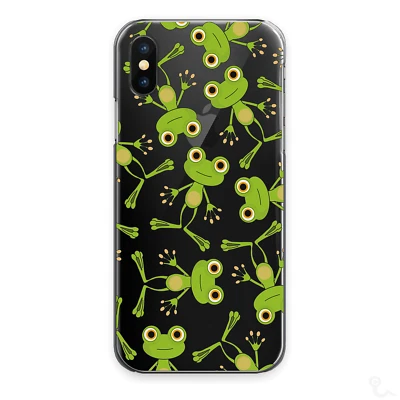 Green Frog Phone Case For Motorola G/E/Nokia 1/2/3/4/5/6/7/8/9 Clear Hard Cover - Image 1 of 4