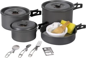 19PCS Camping Cookware Set Lightweight Stackable Pot Pan Bowls Spoon Storage Bag - Picture 1 of 7