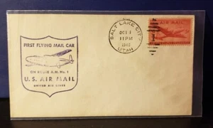 United States FDC - First Flying Mail Car Air Mail w/ #C32 - SLC, UT 12/1/1946 - Picture 1 of 1