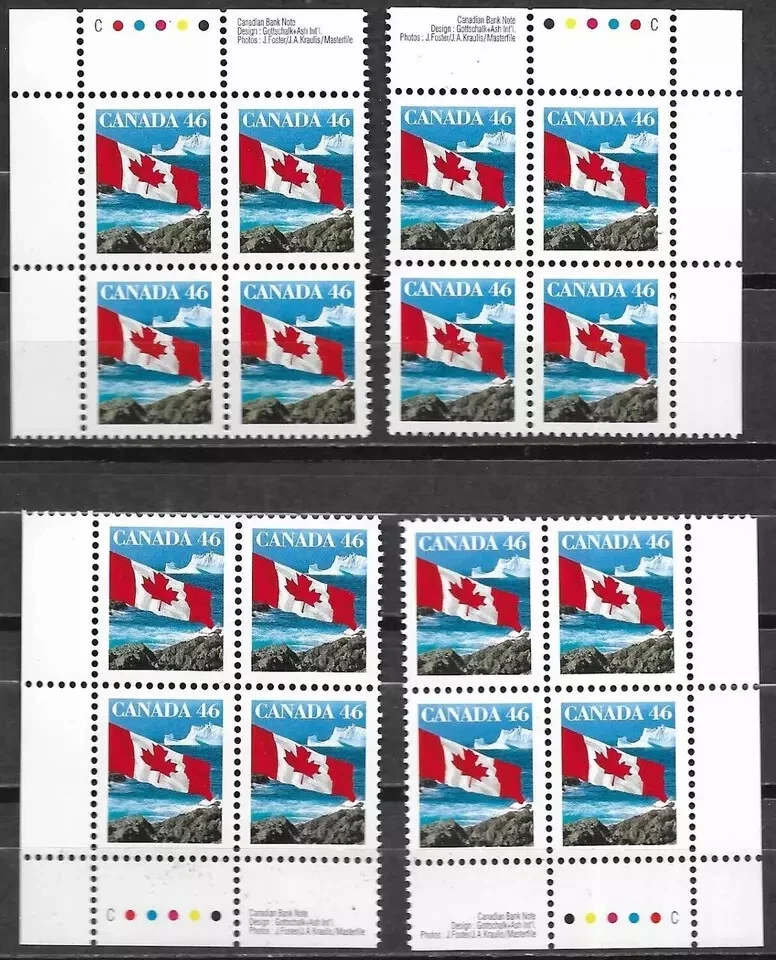 Canada - Scott 1682 - Matched Set of Plate Blocks - Flag over Iceberg - 1998 - Image 1 of 1