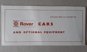 Rover Price and Optional Equipment List Brochure 1972 - P6 3.5 Range Rover - Picture 1 of 3