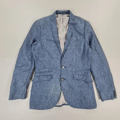 Blazer Tiger Of Sweden para Hombres Azul 34 R 100% Lino Chaqueta de Verano Un solo Pecho Foto 1 de 4