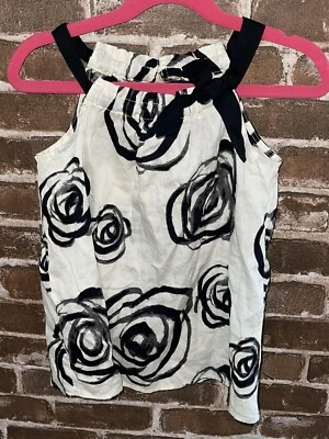NUEVO CON ETIQUETAS TOP ESTAMPADO ROSA HABANA NIÑOS PEQUEÑO 6-7 LAZO NEGRO BLANCO NIÑAS FLORES  Foto 1 de 3