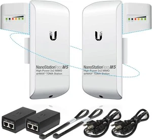 Wireless Bridge Ubiquiti LOCOM5 PRE-CONFIGURED, Bundle of 2 Ubiquiti Nanostation - Picture 1 of 7