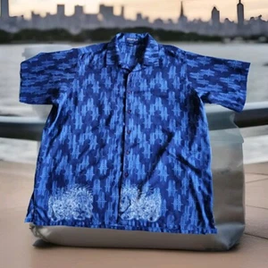 ProFile Island Herren 3XL Kurzarm Blau Totenkopf Grafikdruck Button Down Hemd - Bild 1 von 7