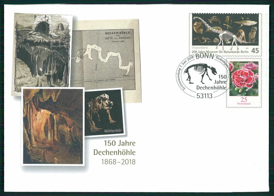 ALEMANIA RARA CUBIERTA PRIVADA 2018 DINOSAURIOS DECHENHÖHLE PREHISTORIA OSO CAVERNARIO fw30 Foto 1 de 2