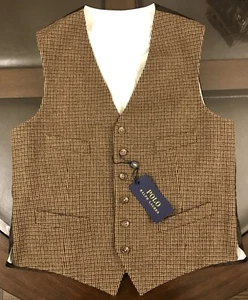 Ralph Lauren Gent’s VEST Size 40 Haberdashery Virgin Wool & Cashmere Brown Multi - Picture 1 of 6