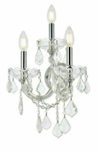 Chrome Bathroom Dining Room French Pendant K9 crystal 3 Light Vanity Wall Sconce - Picture 1 of 8