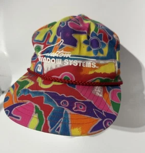 Vintage 80s 90s Floral Hat Cap Snapback - vibrant colors Snaps Work Great - Picture 1 of 7