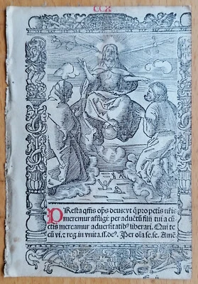 Judgement Brigitte Large Woodcut Post Incunable Leaf Hortulus Animae- 1516 - Изображение 1 из 2