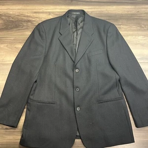 Emporio Armani  Suit Jacket Mens 48 Black Brad Line Blazer Inner Knit Panel - Picture 1 of 10