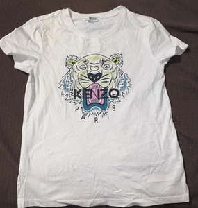 Kenzo Paris Womens Jungle Tiger Icon Logo White Shirt Small - Picture 1 of 6