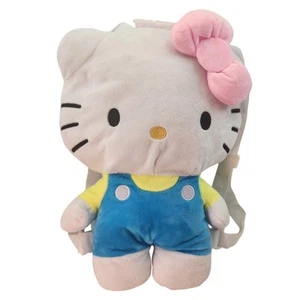 "Mochila de felpa Hello Kitty rosa con lazo 14"" pequeño bolsillo con cremallera" - Imagen 1 de 4