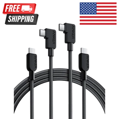 Anker 240W USB C to C Cable 2Pack 6FT 90° Fast Charger Cord for iPhone 16 Black - Image 1 of 4