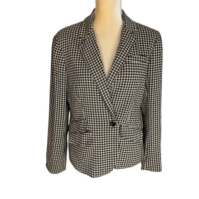 Chaqueta Blazer 7th Avenue Design Studio Negro Blanco Pata de Gallo Talla 14 Carrera Foto 1 de 4