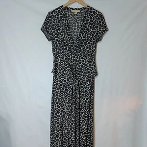 Women’s Michael By Michael Kors Tie Dress Maxi Hi-Low Jersey Leopard Print Siz 6 - Picture 1 of 15