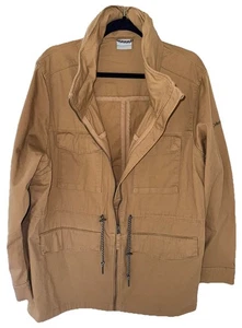 Women’s XL Columbia Canvas Barn Chore Canvas Coat Jacket EUC Tan Brown Hood Zips - Picture 1 of 3