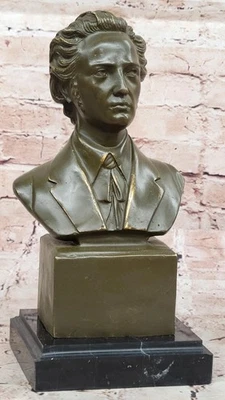 Frédéric Chopin Classical Composer Bronze Bust Sculpture on Marble Base - Image 1 of 4
