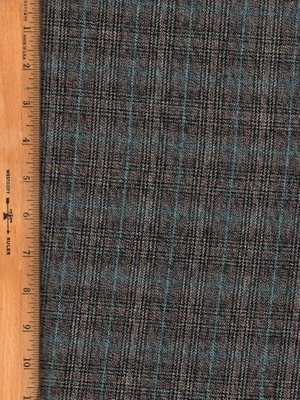 Soft wool-blend suiting, gray/brown plaid, smooth finish, 46"x58" - pants fabric - Image 1 of 2