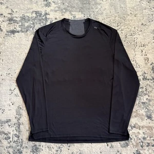 Lululemon Fast Free T Shirt Men’s Large Black Reflective Performance Long Sleeve - Foto 1 di 7