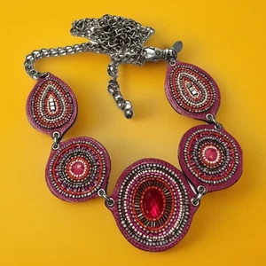 Chico’s Multicolor Bead Disk Belt Faux Leather Chain India Adjustable M/L - Picture 1 of 5