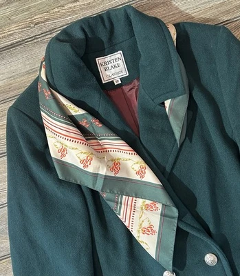 Abrigo Kristen Blake Vintage 12 Verde Mezcla Lana Doble Pecho Chaquetón Clásico Foto 1 de 4
