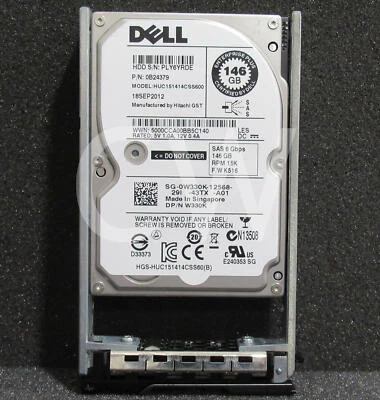 W330K HUC151414CSS600 Dell 146GB 15K RPM 6Gb/s 2.5" SAS HDD Hard Drive W/R Tray - Image 1 of 4