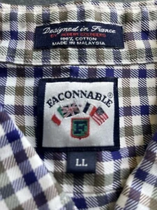 Faconnable Shirt Mens LL Brown Green Purple Plaid Check Long Sleeve Button Down - Picture 1 of 10