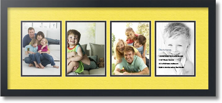 ArtToFrames Collage Mat Picture Photo Frame - 4 5x7" Openings in Satin Black 15 - Image 1 of 1