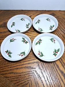 Juego de 4 posavasos con diseño de acebo y bayas hechos en Japón - Imagen 1 de 7