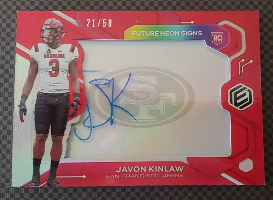 2020 Elements Future Neon Signs Javon Kinlaw Rookie Auto 21/50 FS-JK RC 49ERS - Image 1 of 2