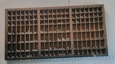 Antique Hamilton Style Wood Printer's Drawer w 2 Hot Foil/ Letterpress Type Sets - Image 1 of 4