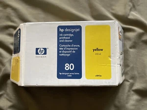 HP 80 Yellow C4848A 350ml DesignJet 1000 1050c Ink Cartridge OEM Original - Picture 1 of 20