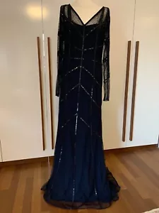 Ballkleid Abendkleid Ballrobe Abendrobe, Escada, Gr. 42, nachtblau, Perlen+Paill - Bild 1 von 11