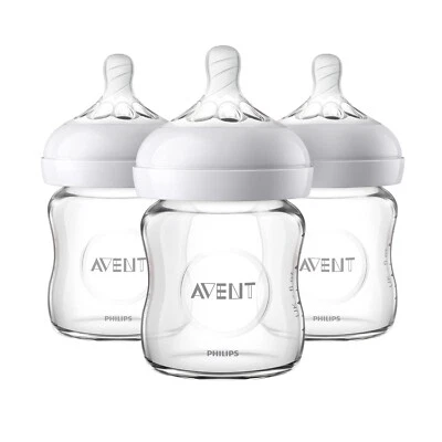 Biberón de vidrio natural Philips AVENT SCF701/37, 4 OZ., paquete de 3, transparente NUEVO Foto 1 de 4