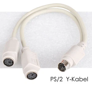 Y-KABEL Y-ADAPTER PS/2 FÜR TASTATUR MOUSE STECKER MALE 2x BUCHSEN FEMALE V410 - Picture 1 of 2