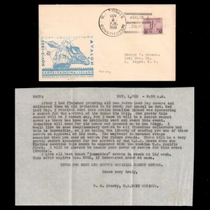USS USF CONSTITUTION • 1933 Naval Cover & Contents • AVALON CATALINA ISLAND CA - Picture 1 of 1
