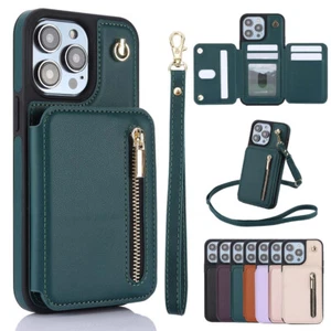 PU Leder Hülle mit Crossbody Handykette Wallet Cover für iPhone 15 Pro Max 14 13 - Zdjęcie 1 z 59